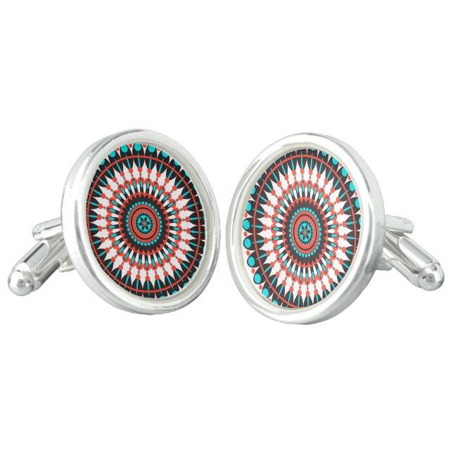 Native American Mandala Cufflinks (Angled)