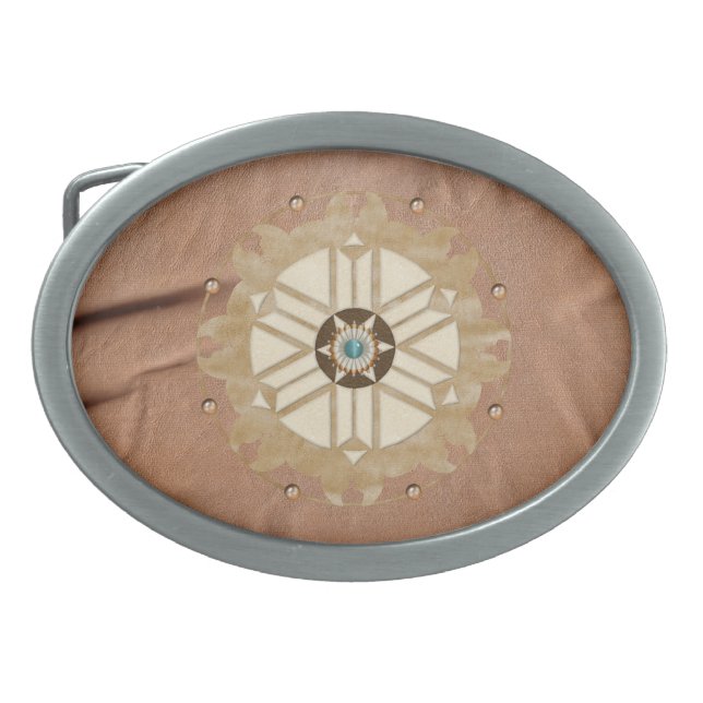 Native American Mandala Design Belt Buckle (Front)