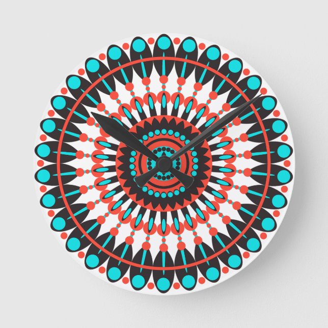Native American Mandala Round Clock (Front)