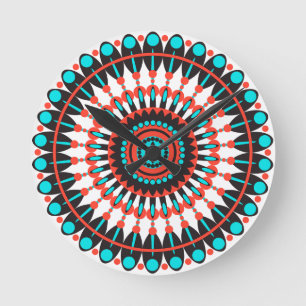 Native American Mandala Round Clock