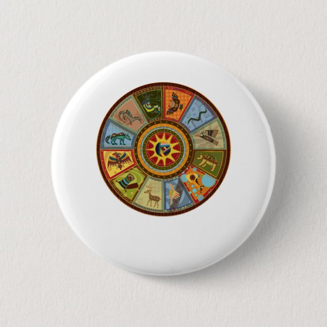 Native American Medicine Wheel Button (Front)