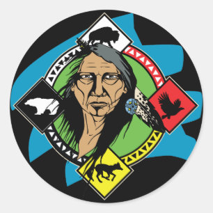 Native American Medicine Wheel Classic Round Sticker