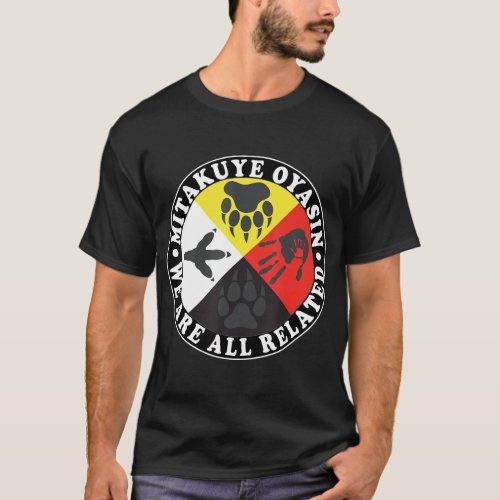 Native American Medicine Wheel Mitakuye Oyasin T_ T_Shirt