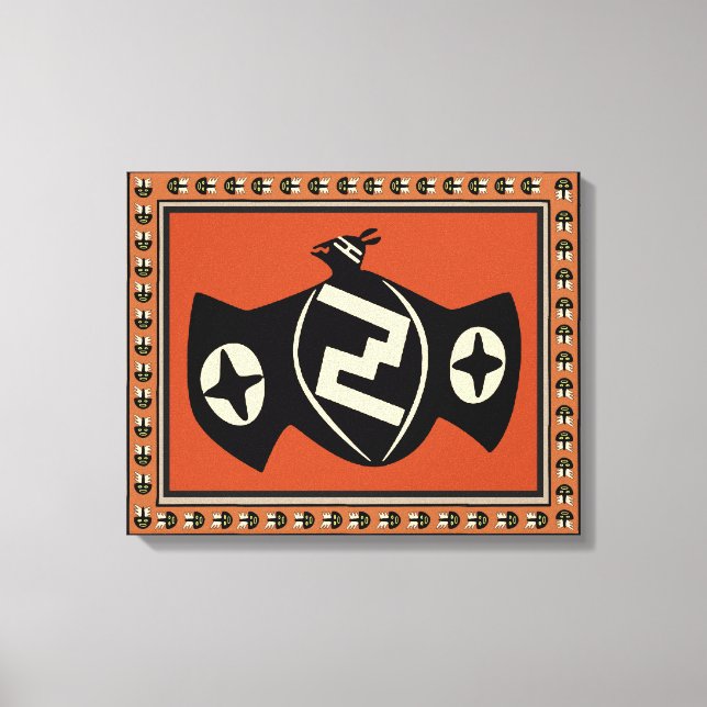 Native American Mimbres Bat Bird Wrapped Canvas Print (Front)