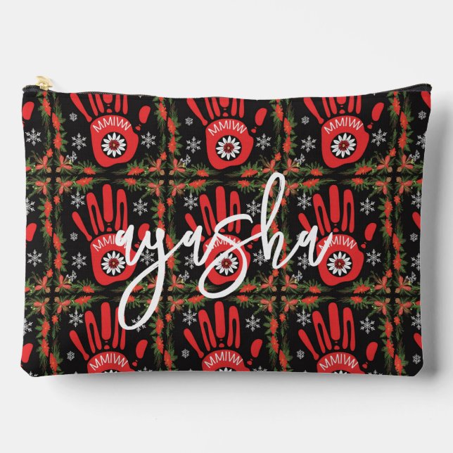 Native American MMIW Red and Black Makeup Bag (Front)