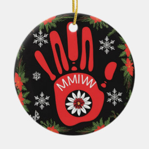 Native American MMIW Red and Black Powwow Ceramic Ornament