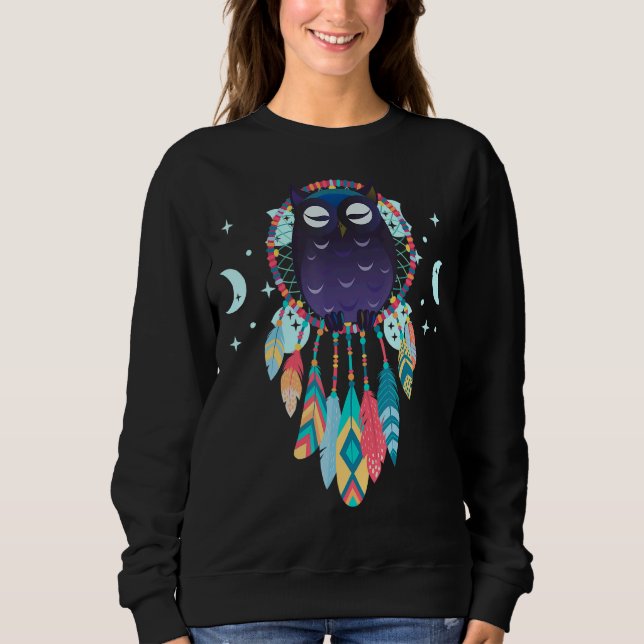 Native American Moon Dreamcatcher Owl Spiritual Dr Sweatshirt (Front)