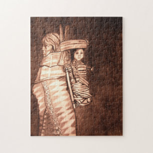 NATIVE AMERICAN MOTHER AND PAPOOSE   JIGSAW PUZZLE
