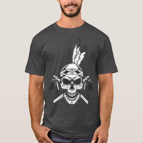 Native American Motorcycle Skull  T_Shirt