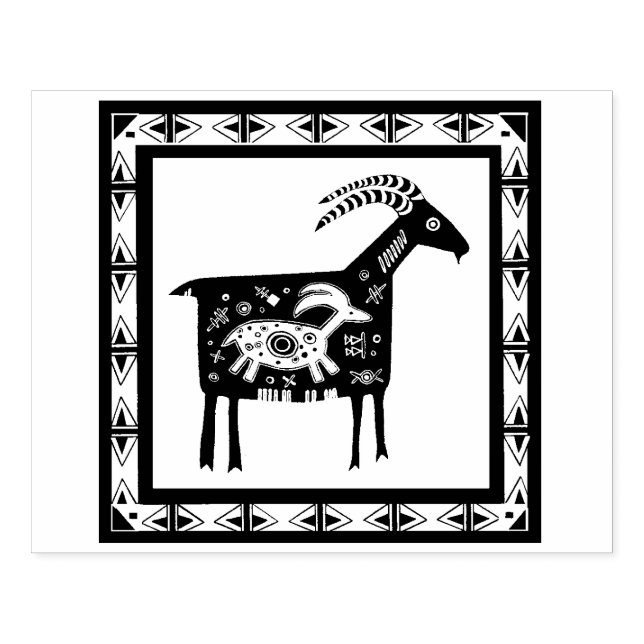 Native American Mountain Mama Ram with Baby Stamp (Imprint)