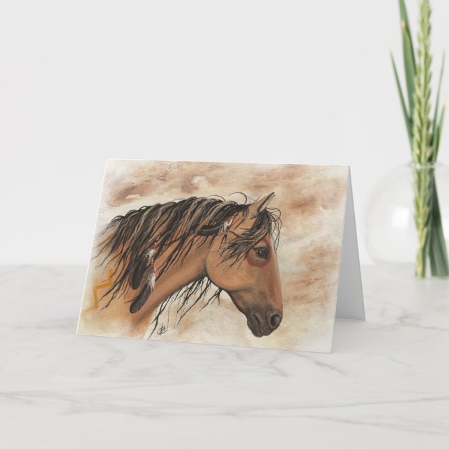 Native American Mustang Horse ArT by BiHrLe Card (Front)