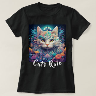 Native American Mystical Multicolor Cats Rule T-Shirt