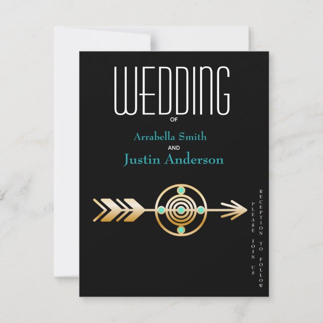 Native American Navajo Symbol Black Wedding  Invitation (Front)