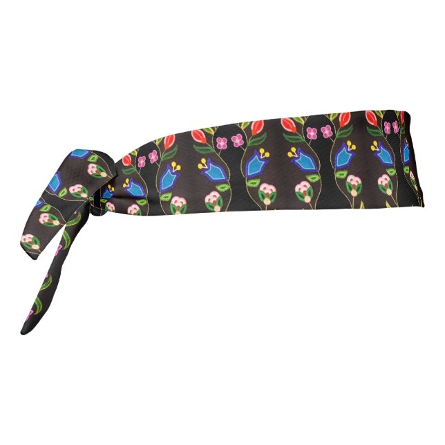Native American Ojibwe Floral Tie Headband (Rotate 270)