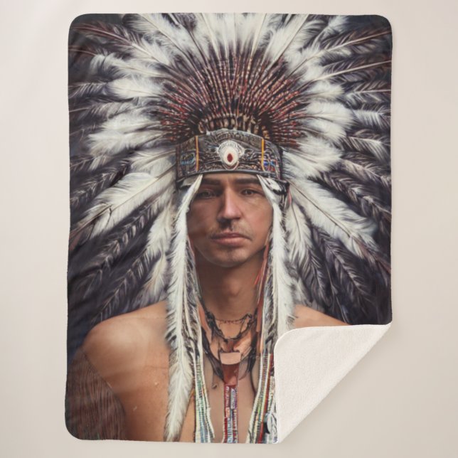 Native American Ojibwe Sherpa Blanket (Front)