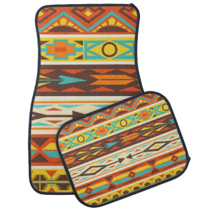 Native American Orange Yellow Pattern Car Floor Mat