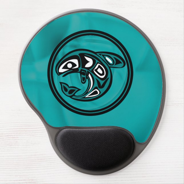 Native American Orca Whale, turquoise Gel Mouse Pad (Front)