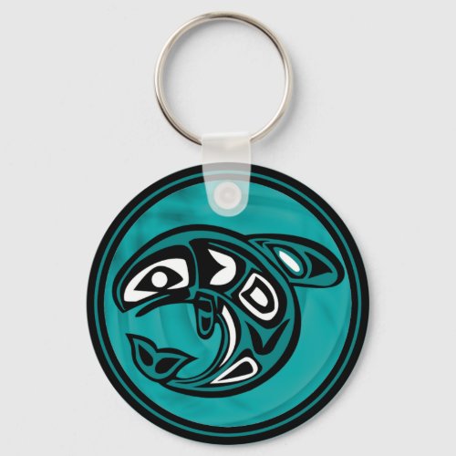 Native American Orca Whale turquoise Keychain