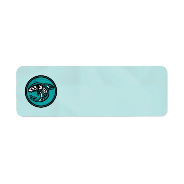 Native American Orca Whale, turquoise Label (Front)