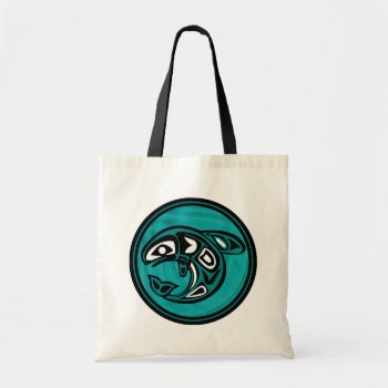 Native American Orca Whale  Turquoise Tote Bag by HolidayBug at Zazzle