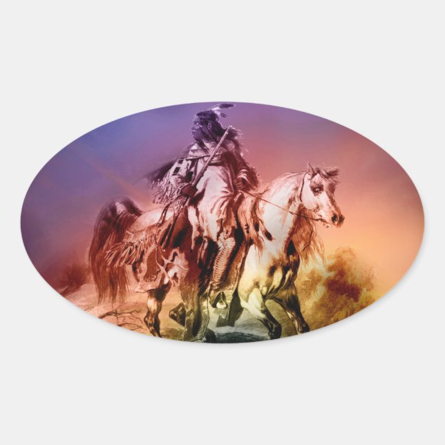 Native American Oval Sticker (Front)