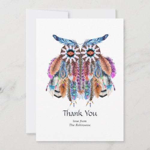 Native American Owl Dream Catcher Wedding Thank You Card