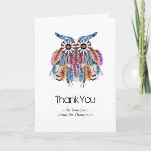 Native American Owl Dreamcatcher Thank You Card