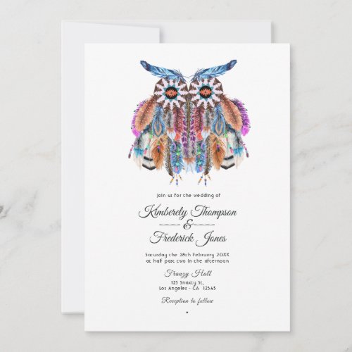 Native American Owl Dreamcatcher Wedding Invitation