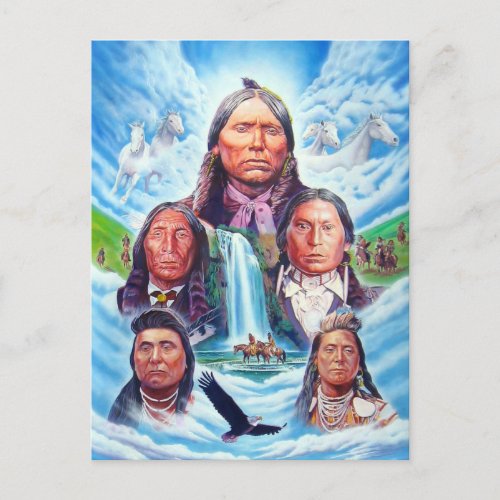 Native American Painting Famous Indian Chiefs Postcard