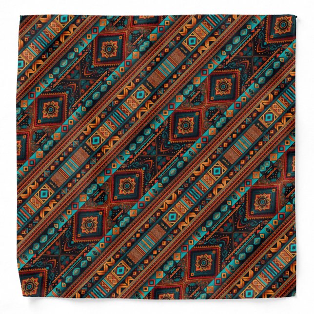 Native American Pattern Boho Culture Abstract Arts Bandana (Front)