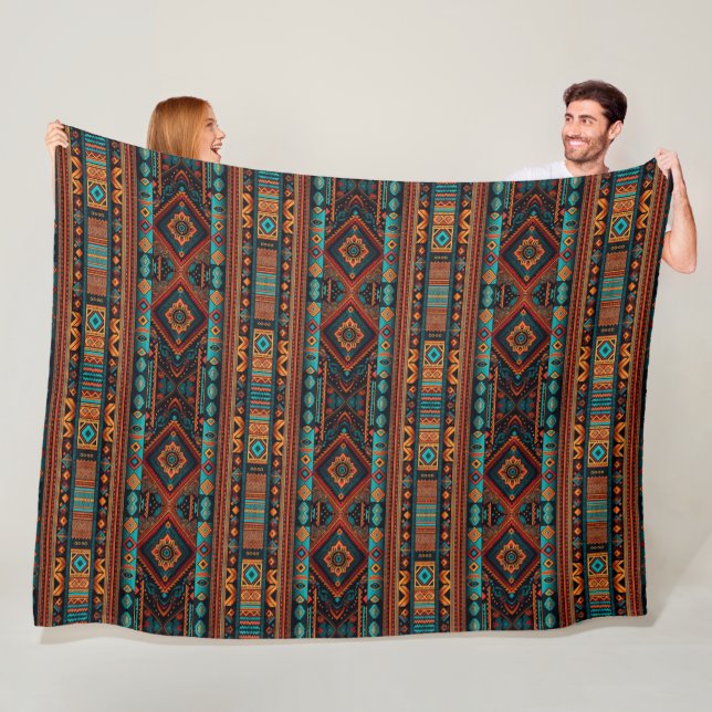 Native American Pattern Boho Culture Abstract Arts Fleece Blanket (In Situ)