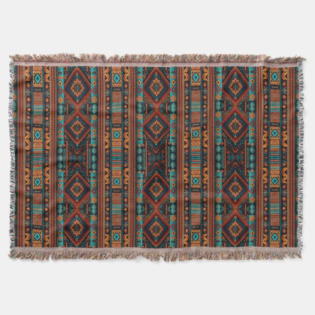Native American Pattern Boho Culture Abstract Arts Throw Blanket (Front)
