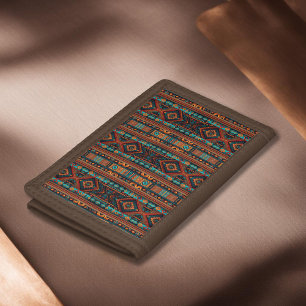 Native American Pattern Boho Culture Abstract Arts Tri-fold Wallet