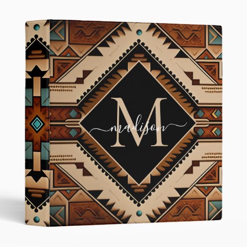 Native American Pattern Indian Culture Boho Style 3 Ring Binder