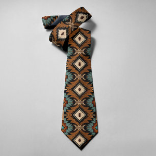 Native American Pattern Indian Culture Boho Style Neck Tie