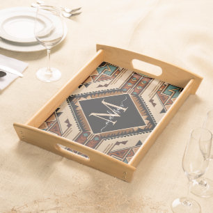 Native American Pattern Indian Culture Boho Style Serving Tray