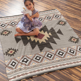 Native American Pattern Indian Tribal Geometry Fleece Blanket