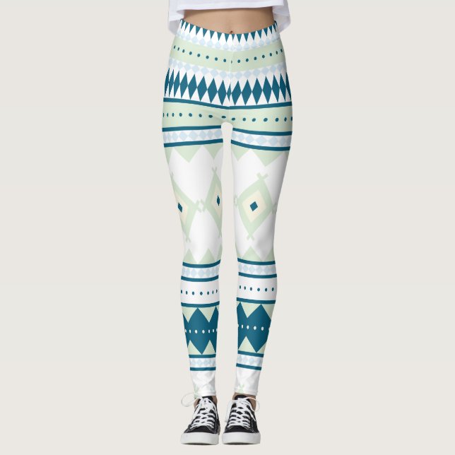 Native American Pattern: Peacock Sky Leggings (Front)