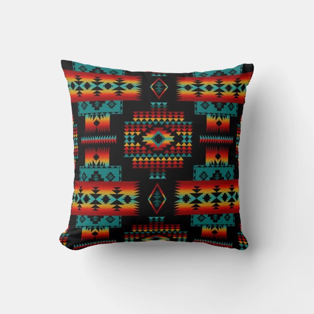 Native American Pattern Tribal Throw Pillow (Front)