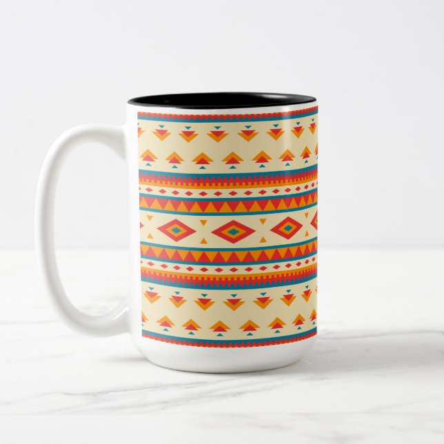 Native American Pattern Two-Tone Coffee Mug (Left)