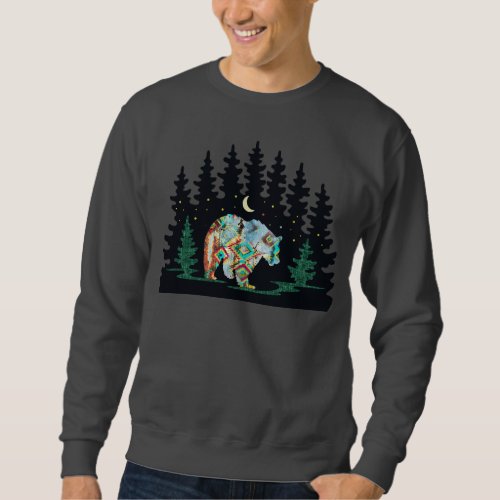 Native American Patterned Bear in Woodlands Sweatshirt