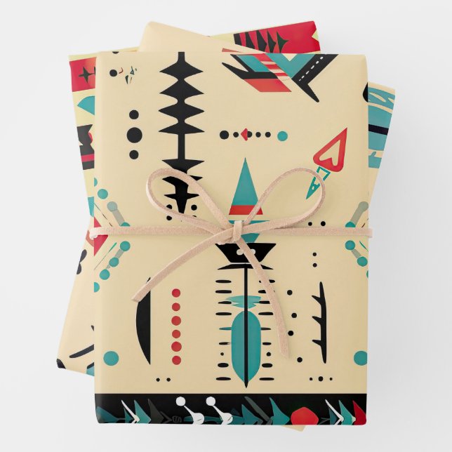 Native American patterned Wrapping Paper Sheets (In situ)