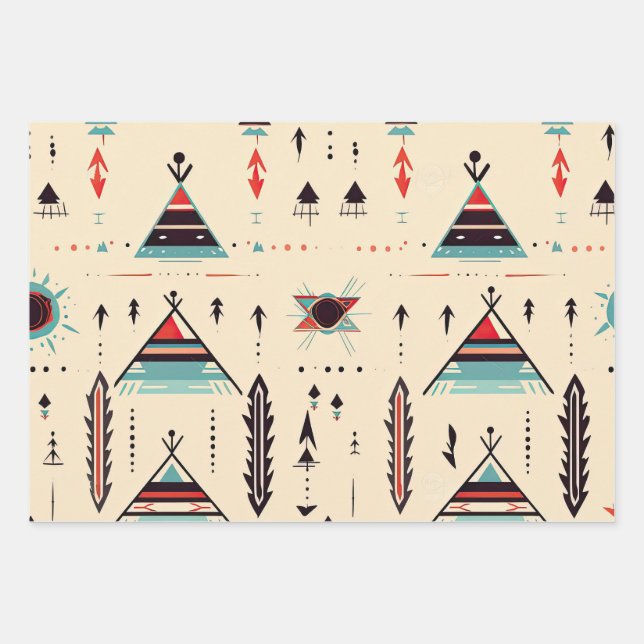 Native American patterned Wrapping Paper Sheets (Front)