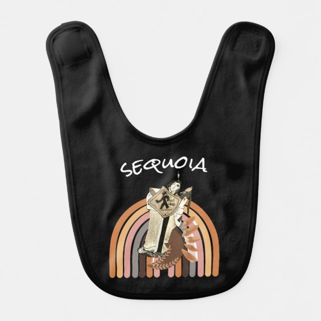 Native American Personalized Rainbow Black  Baby Bib (Front)