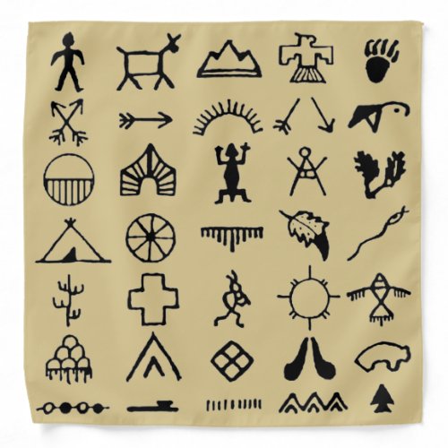 Native American Picture Symbols Bandana