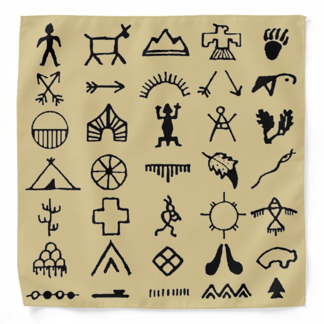 Native American Picture Symbols Bandana (Front)
