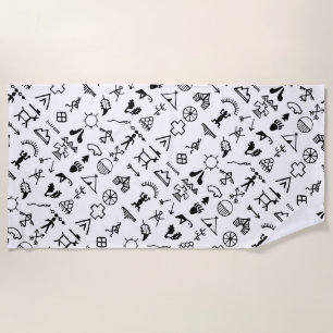 Native American Picture Symbols Beach Towel