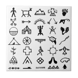 Native American Picture Symbols Ceramic Tile