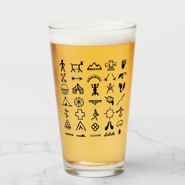 Native American Picture Symbols Glass (Front Filled)