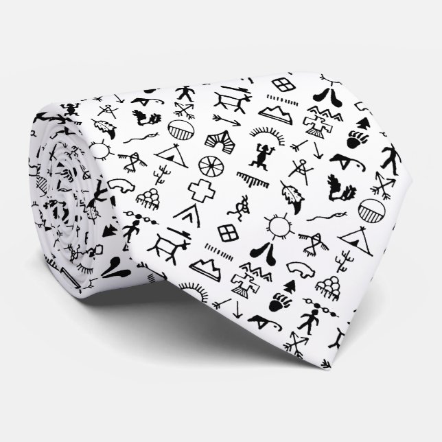 Native American Picture Symbols Neck Tie (Rolled)